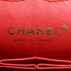 Pre Owned Chanel Orange Quilted Leather Medium Classic Double Flap Bag
