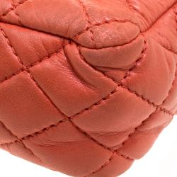 Pre Owned Chanel Orange Quilted Leather Medium Classic Double Flap Bag
