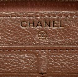 Chanel Metallic Peach Quilted Leather Brilliant Zippy Organizer Wallet