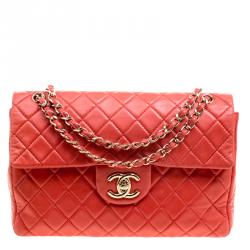 Chanel Red Quilted Leather Maxi Jumbo XL Classic Flap Bag