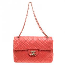 Pre Owned Chanel Red Quilted Leather Maxi Jumbo XL Classic Flap Bag