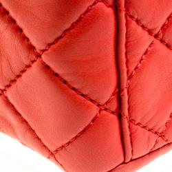 Pre Owned Chanel Red Quilted Leather Maxi Jumbo XL Classic Flap Bag