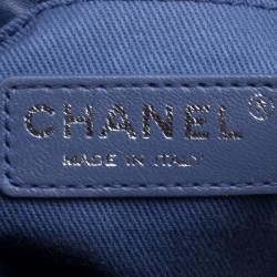 Pre Owned Chanel Blue Denim CC Chains Fringe Drawstring Bucket Bag