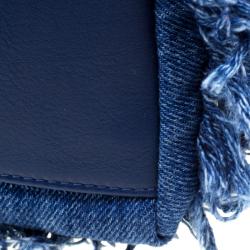 Pre Owned Chanel Blue Denim CC Chains Fringe Drawstring Bucket Bag