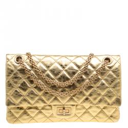 Chanel Gold Quilted Leather Reissue 2.55 Classic 226 Flap Bag Chanel
