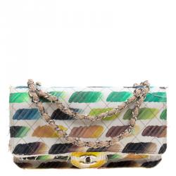 Pre Owned Chanel Multicolor Watercolor Colorama Canvas Medium Classic Flap Bag