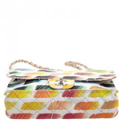 Pre Owned Chanel Multicolor Watercolor Colorama Canvas Medium Classic Flap Bag