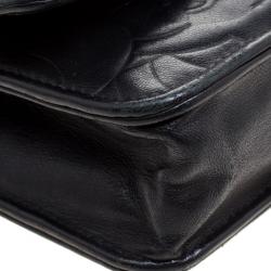 Pre Owned حقيبة كلتش شانيل WOC جلد نقش كاميليا سوداء