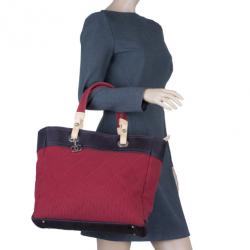 Pre Owned Chanel Red and Purple Canvas Quilted Biarritz Tote