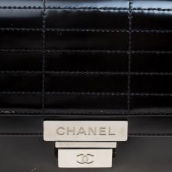 مملوكة مسبقًا Chanel Black Patent Leather Push Lock Accordion Flap Bag