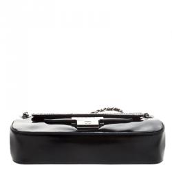 مملوكة مسبقًا Chanel Black Patent Leather Push Lock Accordion Flap Bag