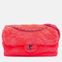 Chanel Pink Medium Quilted Terry Cloth Coco Beach Flap