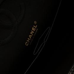 Pre Owned Chanel Black/Gold Perforated Jersey Medium Classic Double Flap Bag