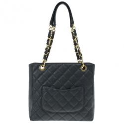 مملوكة مسبقًا Chanel Black Caviar Petite Shopping Tote