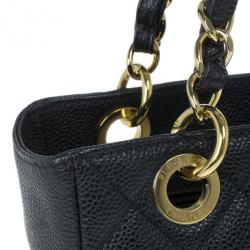 مملوكة مسبقًا Chanel Black Caviar Petite Shopping Tote