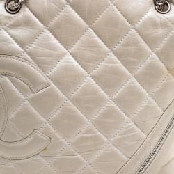 Pre Owned Chanel Grey Quilted Leather CC Bucket Bag