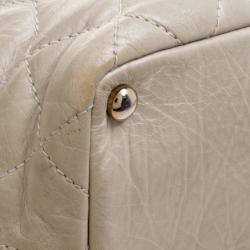 Pre Owned Chanel Grey Quilted Leather CC Bucket Bag