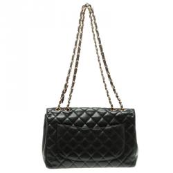 مملوكة مسبقًا Chanel Black Quilted Caviar Leather Jumbo Classic Single Flap Bag