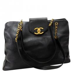 مملوكة مسبقًا Chanel Black Leather XL Supermodel Tote