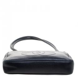Chanel Navy Blue Caviar Leather CC Tote