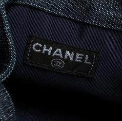 Pre Owned Chanel Blue/Red Sequin Embellished Denim Small Bucket Bag