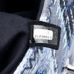 Pre Owned Chanel Blue Fabric/Canvas and Leather Patchwork Jumbo Classic Flap Bag