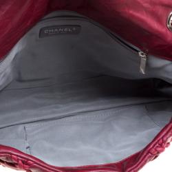 Pre Owned Chanel Burgundy Crinkled Leather Ultra Stitch Classic Flap Bag