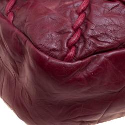 Pre Owned Chanel Burgundy Crinkled Leather Ultra Stitch Classic Flap Bag
