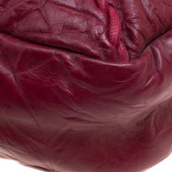 Pre Owned Chanel Burgundy Crinkled Leather Ultra Stitch Classic Flap Bag