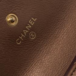 Pre Owned Chanel Bronze Quilted Leather Compact Wallet