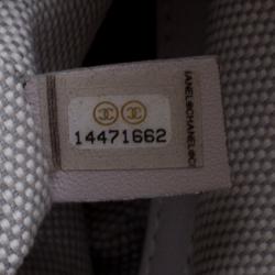 Pre Owned حقيبة يد شانيل سلسلة خياطة عريضة جلد مبطنة بيج