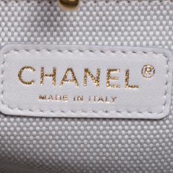 Pre Owned حقيبة يد شانيل سلسلة خياطة عريضة جلد مبطنة بيج