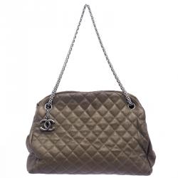 Chanel Dark Beige Quilted Caviar Leather Large Just Mademoiselle Bowling  Bag Chanel