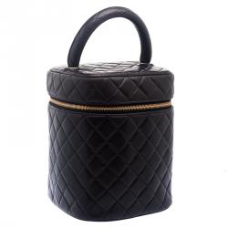مملوكة مسبقًا Chanel Dark Brown Quilted Leather Vanity Case