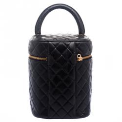 مملوكة مسبقًا Chanel Dark Brown Quilted Leather Vanity Case