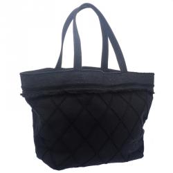 مملوكة مسبقًا Chanel Black Quilted Terry Cloth Cotton Beach Bag