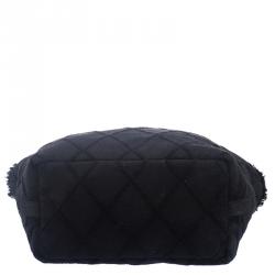مملوكة مسبقًا Chanel Black Quilted Terry Cloth Cotton Beach Bag