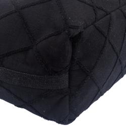 مملوكة مسبقًا Chanel Black Quilted Terry Cloth Cotton Beach Bag