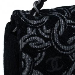Pre Owned Chanel Black and Silver Tweed Cruise Collection Chain Flap Bag