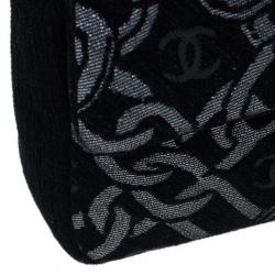 Pre Owned Chanel Black and Silver Tweed Cruise Collection Chain Flap Bag