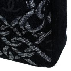 Pre Owned Chanel Black and Silver Tweed Cruise Collection Chain Flap Bag