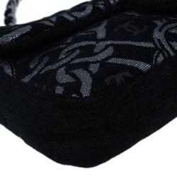 Pre Owned Chanel Black and Silver Tweed Cruise Collection Chain Flap Bag