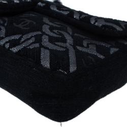 Pre Owned Chanel Black and Silver Tweed Cruise Collection Chain Flap Bag