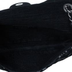 Pre Owned Chanel Black and Silver Tweed Cruise Collection Chain Flap Bag