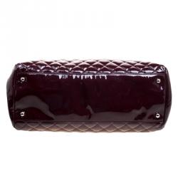 Pre Owned Chanel Burgundy Quilted Patent Leather Just Mademoiselle Bowling Bag