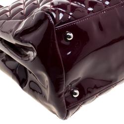 Pre Owned Chanel Burgundy Quilted Patent Leather Just Mademoiselle Bowling Bag