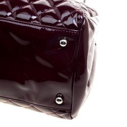 Pre Owned Chanel Burgundy Quilted Patent Leather Just Mademoiselle Bowling Bag