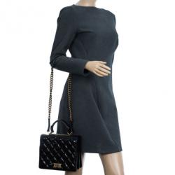 Pre Owned Chanel Black Crackled Leather Rita Flap Bag