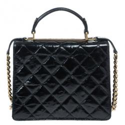 Pre Owned Chanel Black Crackled Leather Rita Flap Bag