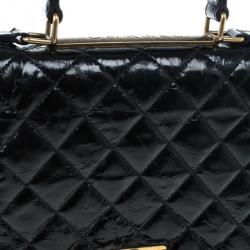 Pre Owned Chanel Black Crackled Leather Rita Flap Bag